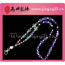 Joyería de moda Purple Shell Crystal Bead Keychain Neck Strap